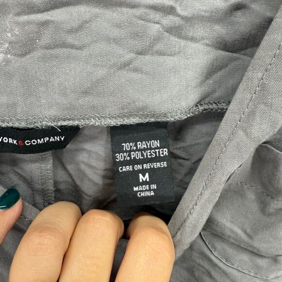 New York & Company Jumpsuit Women M Medium Gray Rayon Sleeveless Elastic Waist - Picture 4 of 8